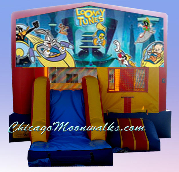 Looney Tunes Jumping Jack Rent Moonwalk Chicago. Chicago Party Inflatables & Concession Machines are a Must for any Children%u2019s Birthday, or Family Event. Consider Adding Popcorn, or Cotton Candy to Delight all Your Guests.  Jumping, Bouncing, Sliding will provide Entertainment, and Kids really Love It.